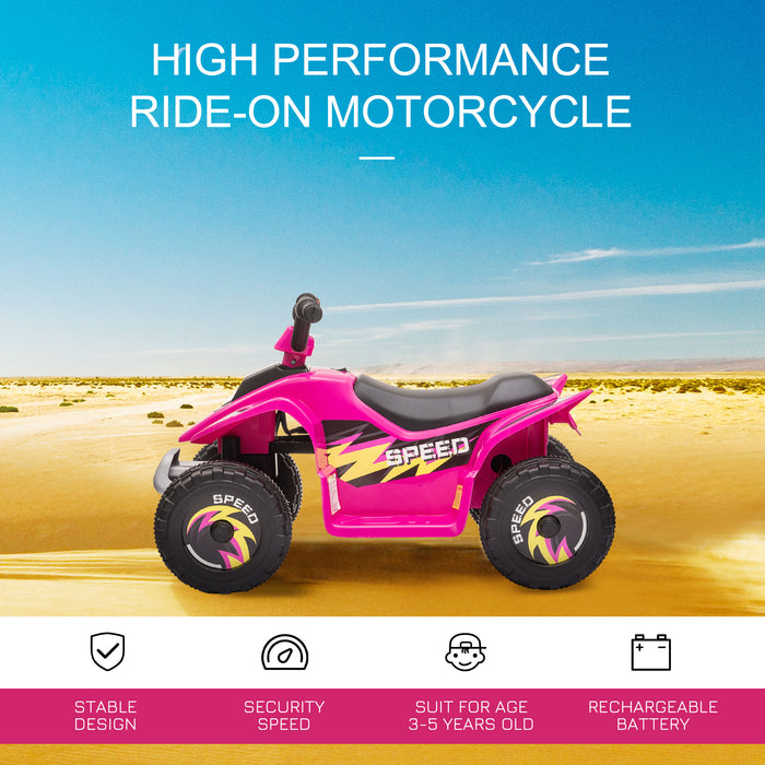 Kids Electric ATV Ride-On Toy - 6V Quad Bike with Four Big Wheels and Forward/Reverse Functions - Ideal for Toddlers Aged 18-36 Months, Pink