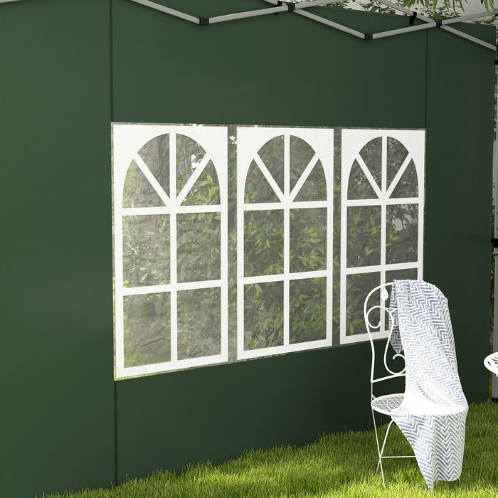 Replacement Gazebo Side Panels with Windows - Fits 3x3m/3x4m Pop-Up Structures, 2-Pack in Green - Ideal for Outdoor Shelter and Privacy