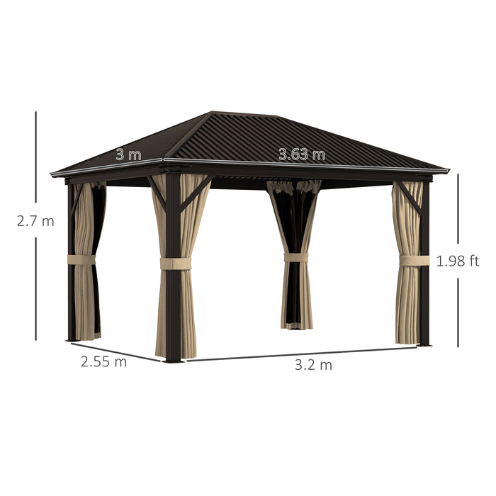 Aluminium Frame 3.6x3m Hardtop Gazebo - Durable Outdoor Shelter with Accessories - Ideal for Garden Parties and Backyard Relaxation