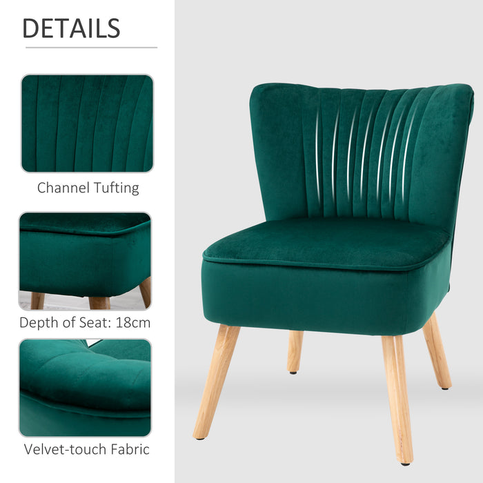 Fabric Modern Accent Chair - Rubber Wood Legs & Thick Padding, Living Space Seating - Comfortable Chair for Lounging & Home Decor, Green