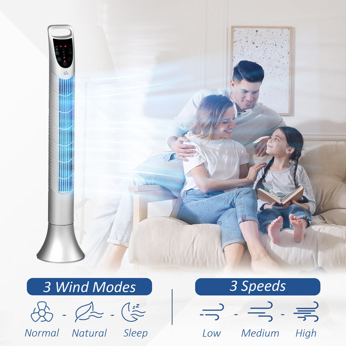 Freestanding 36'' Tower Fan with LED Display - 3 Speed Settings, 3 Modes, 70° Oscillation, 7.5-Hour Timer - Includes 5M Range Remote Control for Convenient Cooling