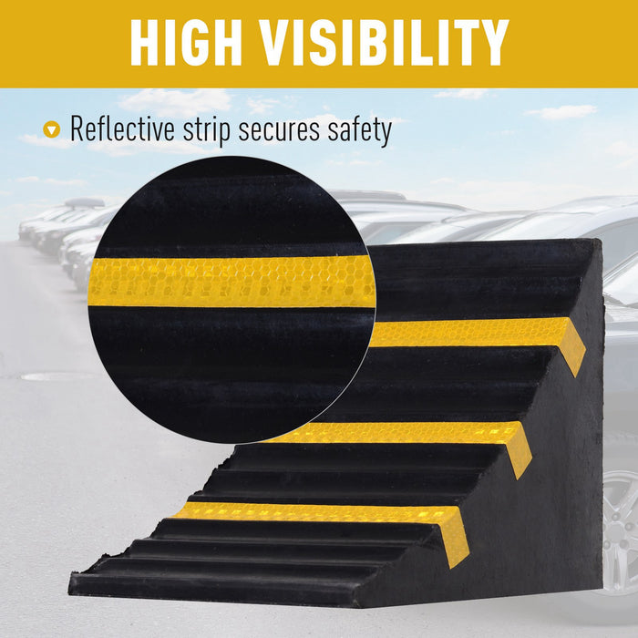 Heavy Duty Rubber Wheel Chocks 2-Pack - Vehicle, Cars, Caravan & Trailer Blocking Aid with Handles, 25L x 16W x 19H cm - Ensures Stable Parking and Slip Prevention