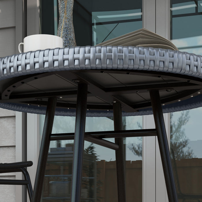 PE Rattan Outdoor Side Table - Durable Grey Weather-Resistant Accent Furniture - Ideal for Patio & Garden Spaces