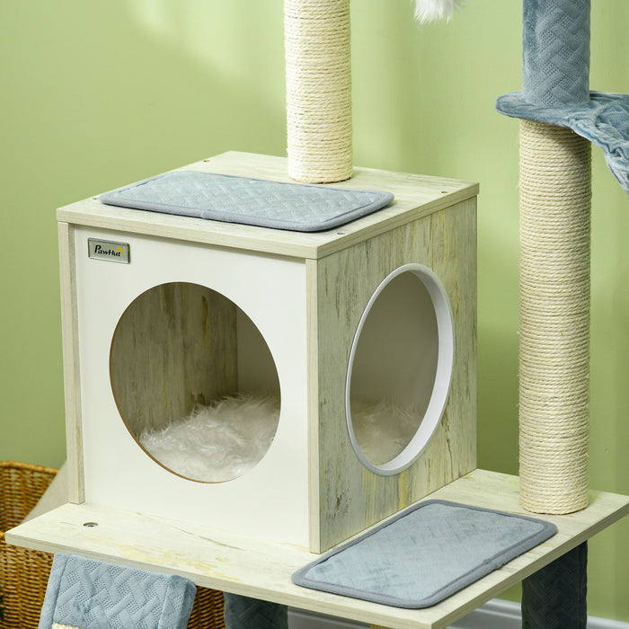 Cat Mansion Deluxe 114cm - Indoor Feline Play Tower with Scratch Posts, Cozy Hammock & Bed - Entertainment and Relaxation Hub for Cats