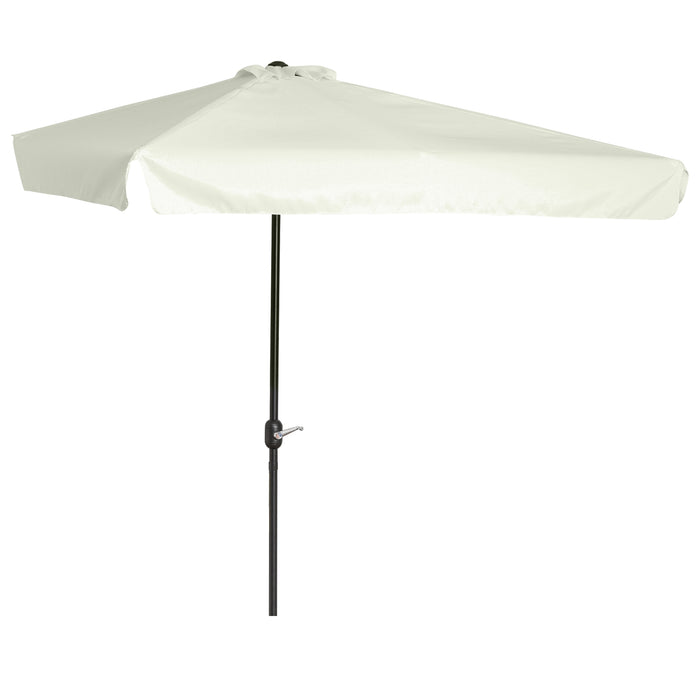 2.3m Half Parasol Cream White - Semi-Round Umbrella with Metal Frame and Crank Handle for Patio and Balcony - Ideal for Compact Spaces Without Base