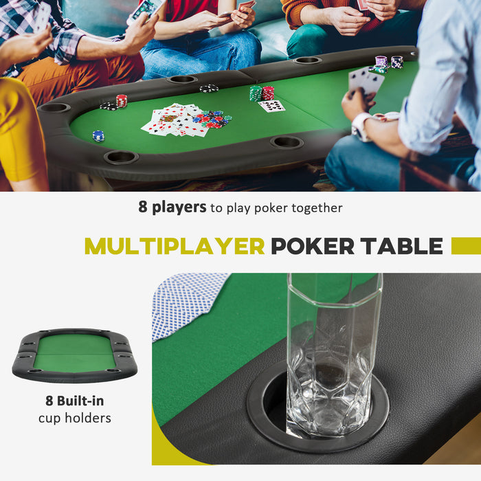 Foldable 1.83m Poker Table - Integrated Chip Trays & Cup Holders - Perfect for Home Casino Nights and Card Games