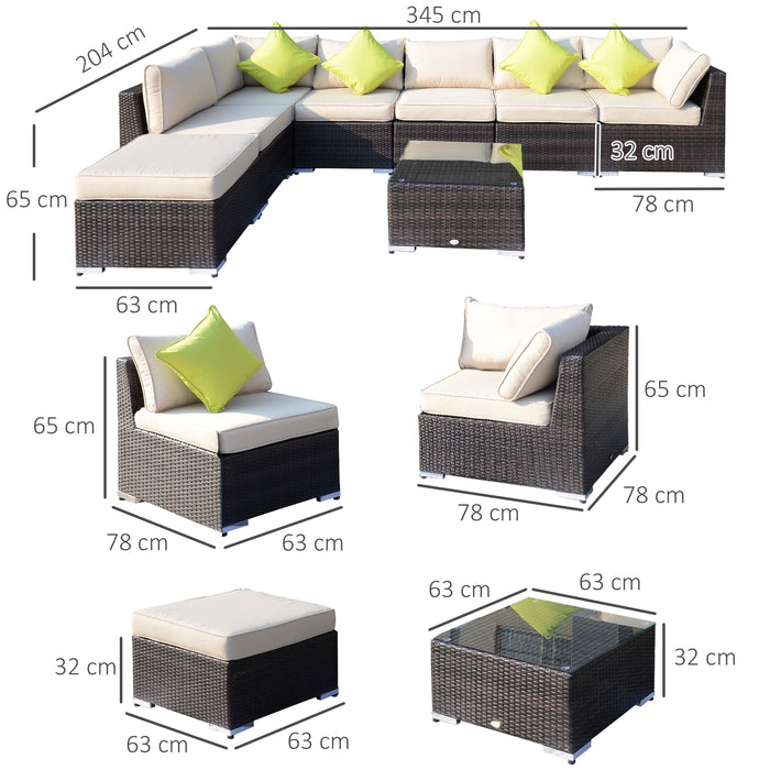 8pc Rattan Sofa Set - Aluminum Frame Outdoor Garden Furniture with Wicker Seating and Patio Table - Perfect Mix of Comfort and Style for Your Backyard