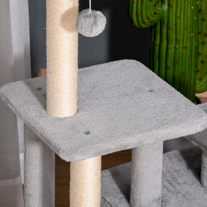 Cat Tree Tower 114cm - Climbing Activity Centre with Sisal Scratching Posts, Perches, and Hanging Ball - Ideal for Kittens and Small Cats's Play and Exercise