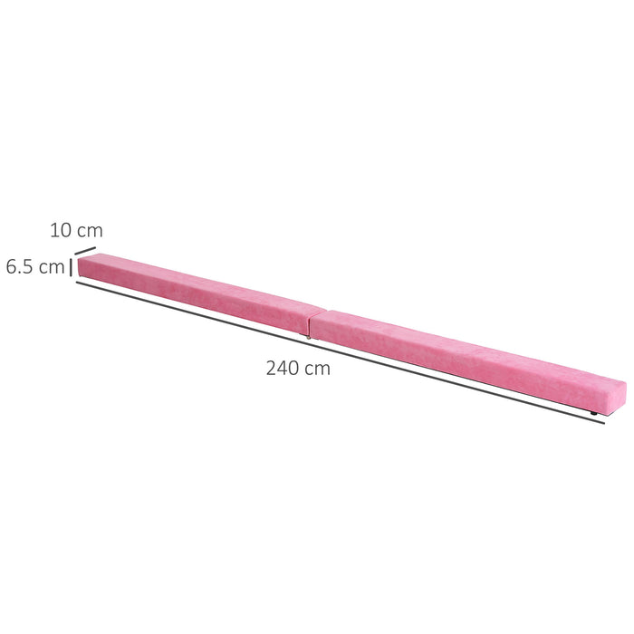 Balance Beam Trainer - 2.4m Gymnastics Equipment in Pink - Perfect for Aspiring Gymnasts Home Practice