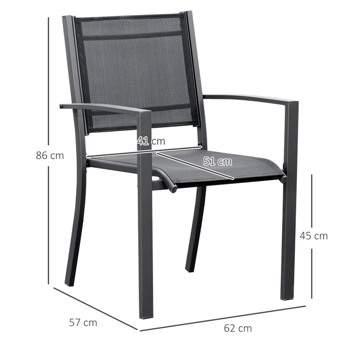 Outdoor Chair Duo - Steel Frame with Texteline Seats for Garden, Patio, and Balcony - Ideal for Camping and Fishing, Dark Grey/Black