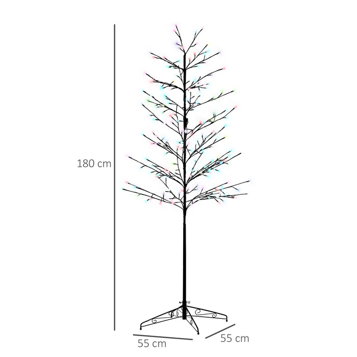 6ft Artificial Tree with 180 Colorful LED Lights - Perfect for Home Parties & Decorative Ambiance - Ideal for Indoor & Sheltered Outdoor Settings