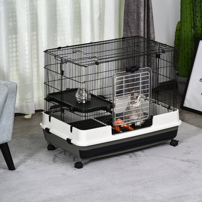 Small Animal Playhouse - Durable Steel Wire Rabbit Cage with Waste Tray - Ideal Home for Pet Rabbits & Rodents