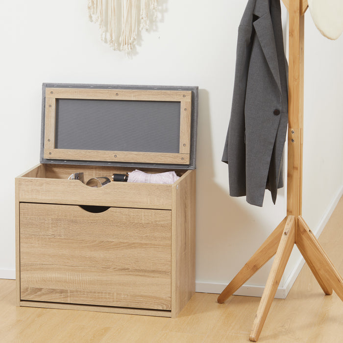 Entryway Shoe Storage Bench - Cushioned Seating for 4 Pairs with Flip-Up Cabinet and Hidden Compartment - Ideal for Tidy and Organized Hallways