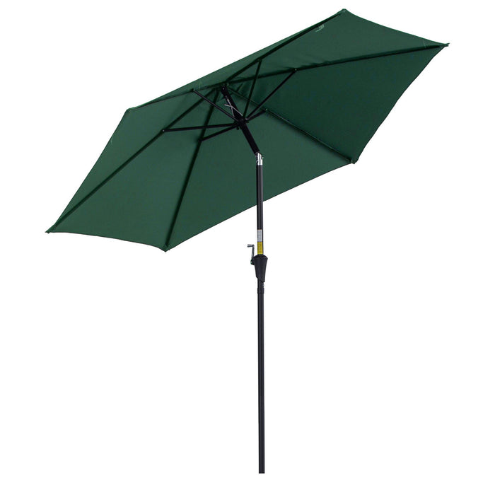 Outdoor Garden 2.7M Tilting Parasol - Aluminum Frame Sun Shade with Crank, Green - Ideal for Patio Sun Protection and Outdoor Relaxation