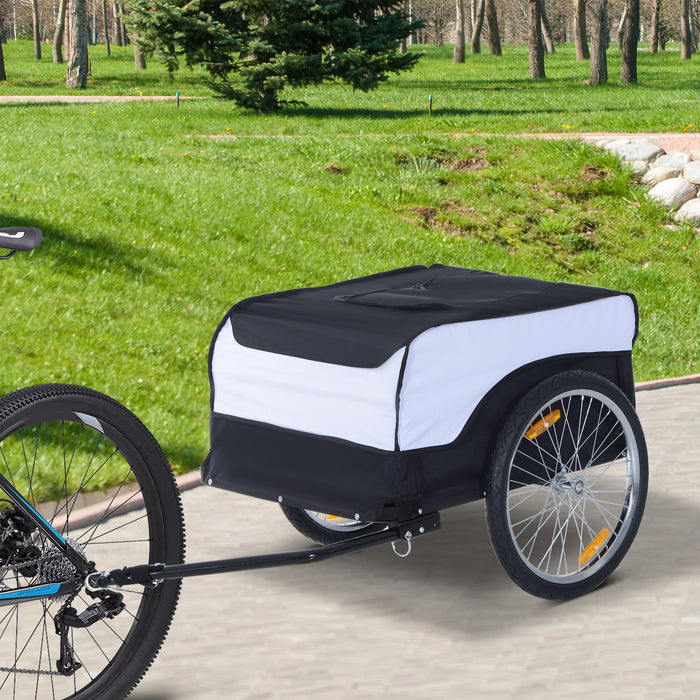 Bike Trailer Cargo Carrier - Foldable Steel Frame with Removable Cover, Bicycle Storage Hitch - Ideal for Extra Storage Needs on the Go