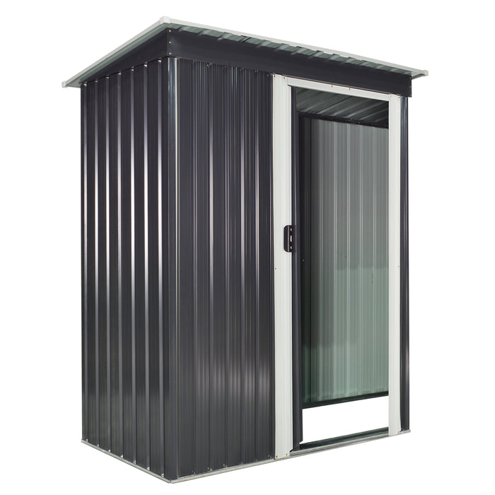 Outdoor Equipment Storage - 3ft Double Garden Shed with Sliding Door and Sloped Roof - Ideal for Backyard Tool Organization, Black