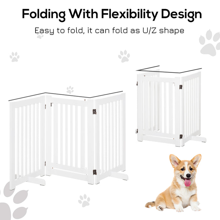 Gates MDF Freestanding Pet Gate - Expandable Wood Barrier with Latched Door for Dogs - Perfect for Doorways & Indoor Spaces