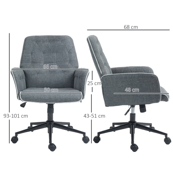 Modern Linen Swivel Computer Chair with Armrest - Adjustable Height, Dark Grey Office Seat - Comfort & Style for Professionals and Home Offices