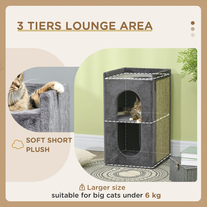 Cat Scratching Barrel - 81 cm Dual Condo Play Tower with Scratching Pad - Indoor Fun and Relaxation for Cats, Grey