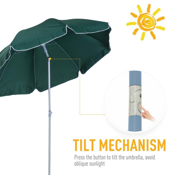 Steel Dark Green Beach Umbrella - Large 2.2m Parasol for Sun Protection - Ideal for Beachgoers and Outdoor Activities