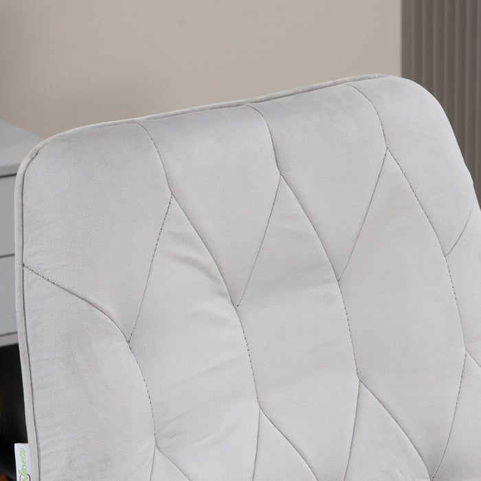 Modern Linen Swivel Computer Chair with Adjustable Armrest - Light Grey, Ergonomic Office Seating Solution - Ideal for Comfortable and Efficient Workspaces