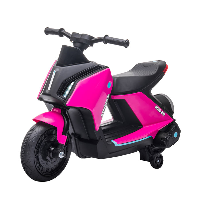 Kids 6V Electric Motorbike with Music and Headlights - Ride-On Toy with Safety Training Wheels - Perfect for Girls and Boys Aged 2-4, Pink