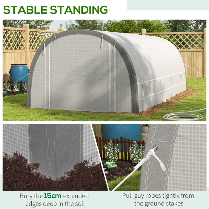 Polytunnel Greenhouse 6x3m - Upgraded Structure with Mesh Door and Windows, includes 15 Plant Labels - Ideal for Season-Extending Gardening & Plant Protection