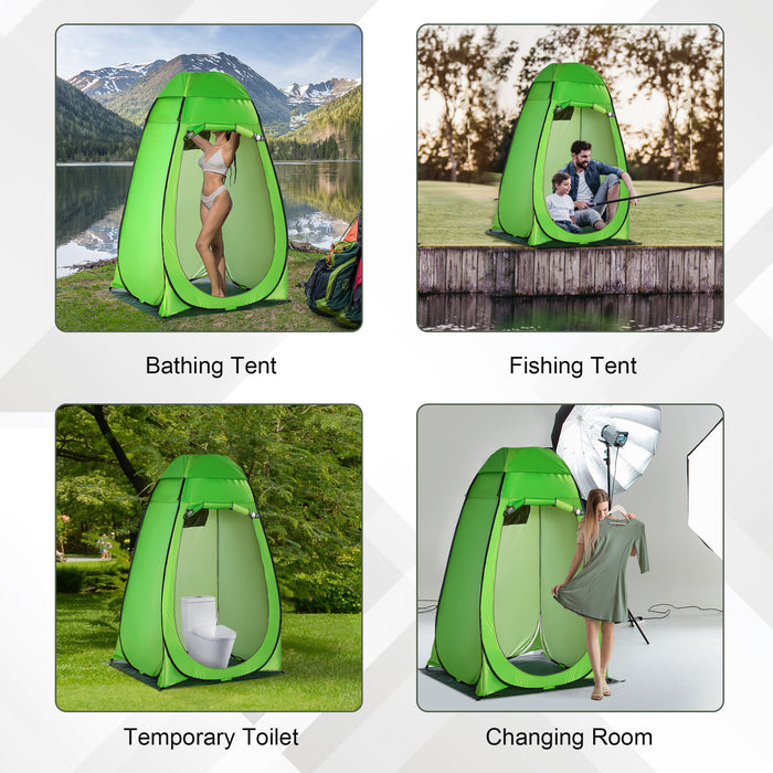 Pop-Up Camping Shower Tent - Outdoor Privacy Shelter for Changing, Dressing, Bathing, and Toilet Use - Includes Portable Carry Bag for Hikers, Green