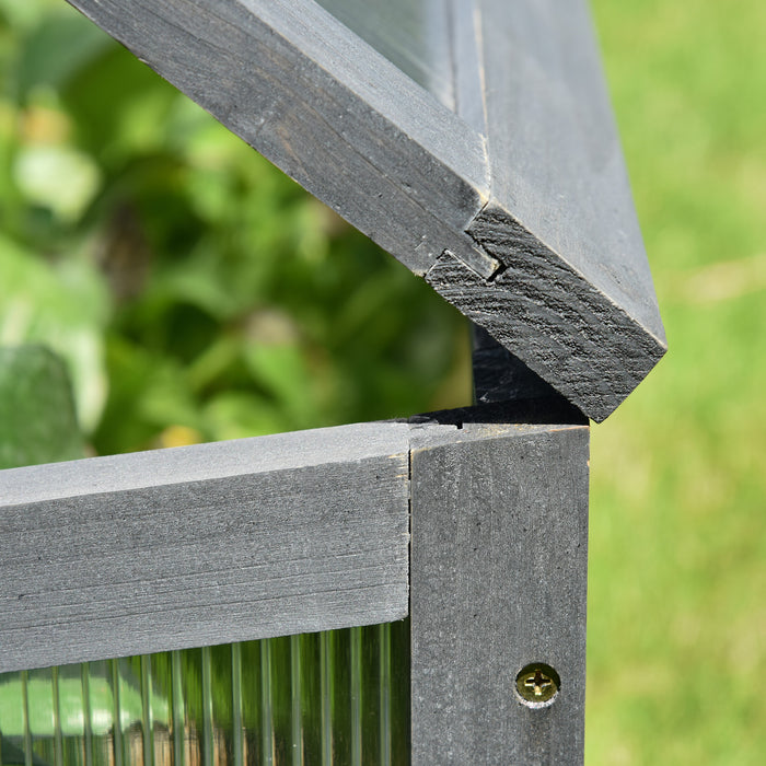 Wooden Framed Polycarbonate Greenhouse - Outdoor Cold Frame with Tilt-Top Lid and Durable PC Board, Brown Finish - Ideal for Protecting Plants and Seedling Growth, 100 x 65 x 40cm