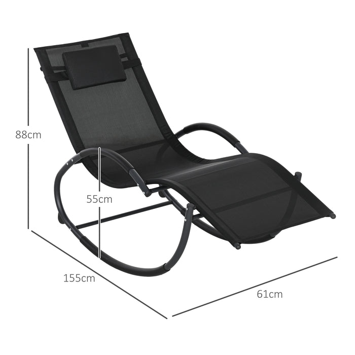 Zero Gravity Rocking Lounge Chair - Texteline Patio Recliner with Padded Pillow for Outdoor Comfort - Ideal for Garden Relaxation and Sunbathing