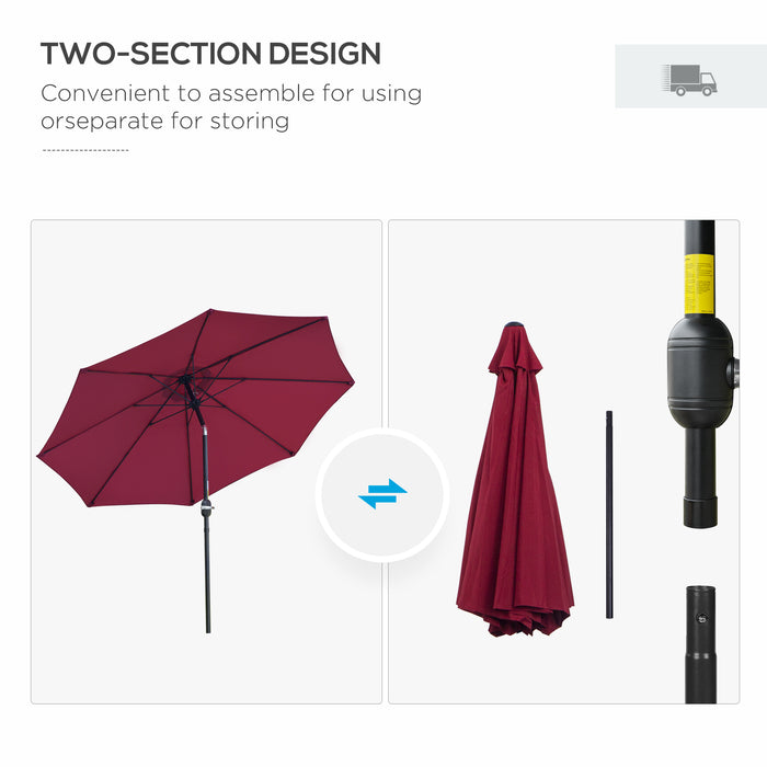 Large 2.6 Meter Red Outdoor Umbrella Parasol - UV & Wind Resistant Garden Shade - Ideal Sun Protection for Patio & Backyard