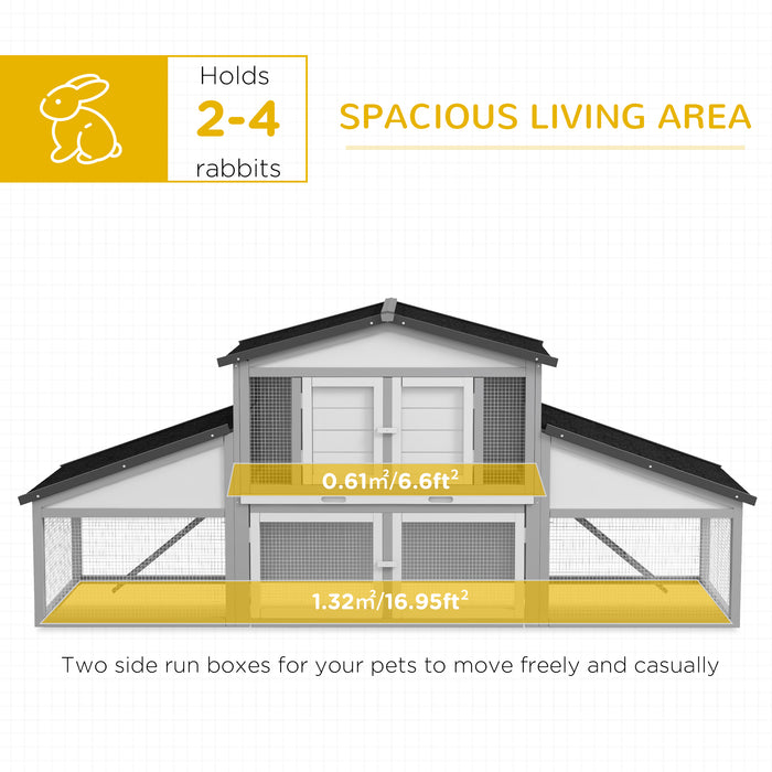 Outdoor Bunny House with Spacious Run - Large Rabbit Hutch, Easy-Clean Tray, Access Ramp - Ideal for Pet Rabbits and Small Animals