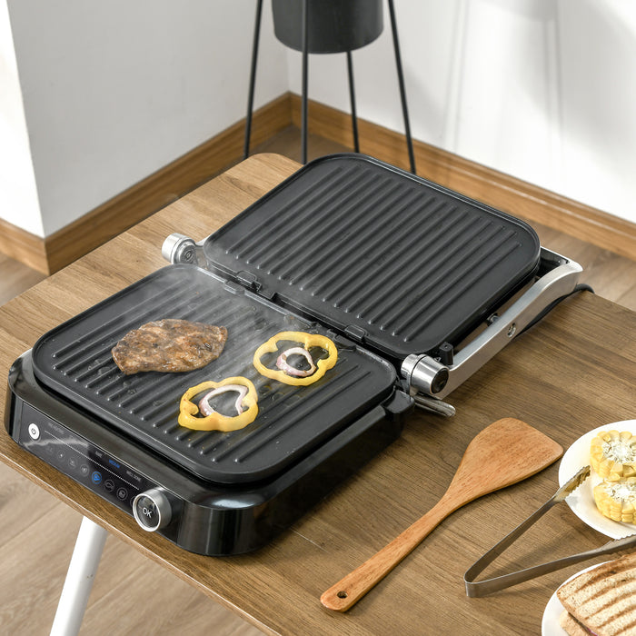 Electric Non-stick Health Grill & Panini Press - 2100W with 180° Flat Open, Drip Tray, Removable Plate & 8 Auto Settings - Perfect for Healthy Grilling and Delicious Paninis