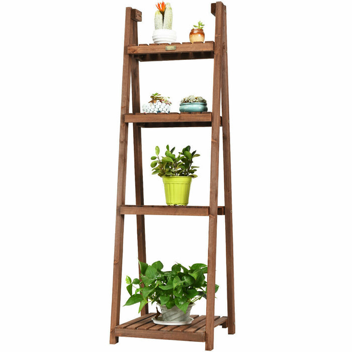 Wooden 4-Tier Folding Stand - Plant and Display Stand, Space-Saving Design - Ideal for Indoor and Outdoor Use, Plant Display Solution