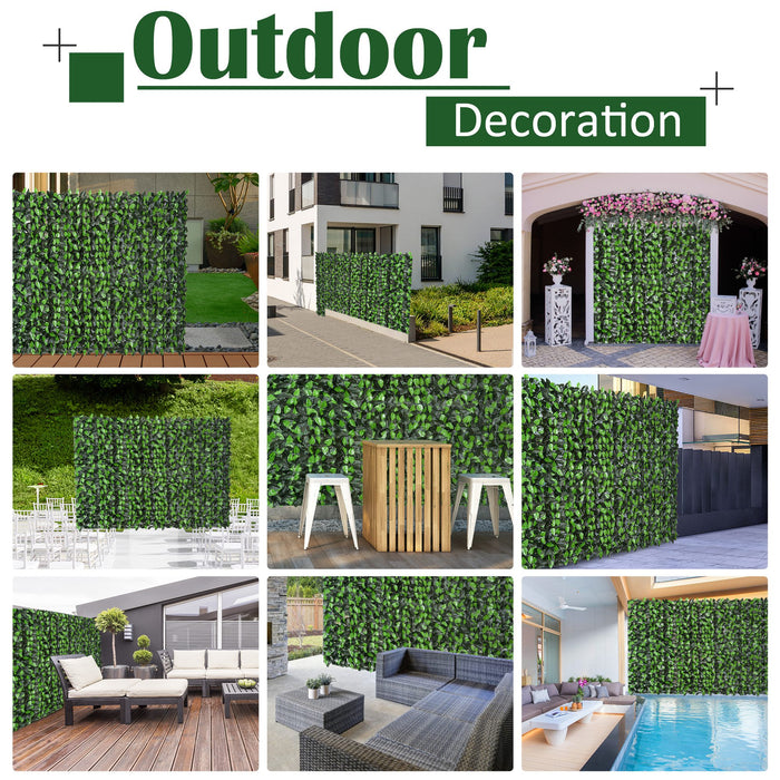 Artificial Leaf Hedge - Privacy Screen Fence Panel for Outdoor/Indoor Garden Decor, 3M x 1M, Dual-Toned Greens - Creates Secluded Spaces & Enhances Aesthetics