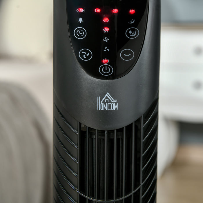 Oscillating Tower Fan with Remote Control - 3 Speeds, 3 Wind Modes, 40W, Timer, Quiet Operation, Adjustable Head - Ideal for Home Office & Bedroom Comfort, 78.5cm Tall, Sleek Black Design