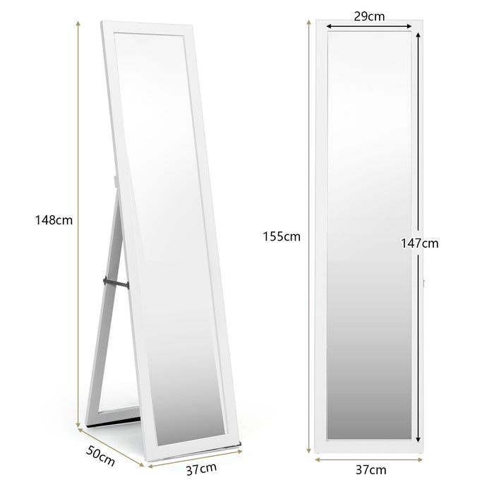 Universal Wood Framed Mirror - 153 x 37 cm Full Length Rectangular Design in White - Ideal for Home Dressing and Styling Needs