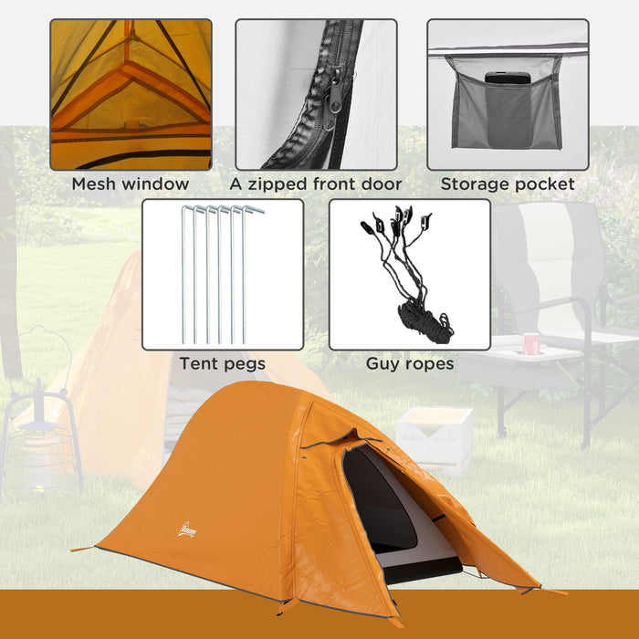 Double Layer Backpacking Shelter for 1-2 Persons - Durable 2000mm Waterproof and Lightweight Camping Tent with Carry Bag - Ideal for Hikers and Outdoor Enthusiasts