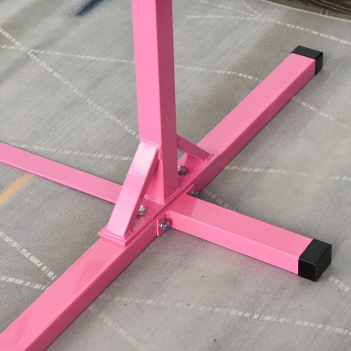 Adjustable Steel Frame Gymnastics Horizontal Bar for Kids - Sturdy and Safe Pink Training Equipment - Ideal for Aspiring Young Gymnasts