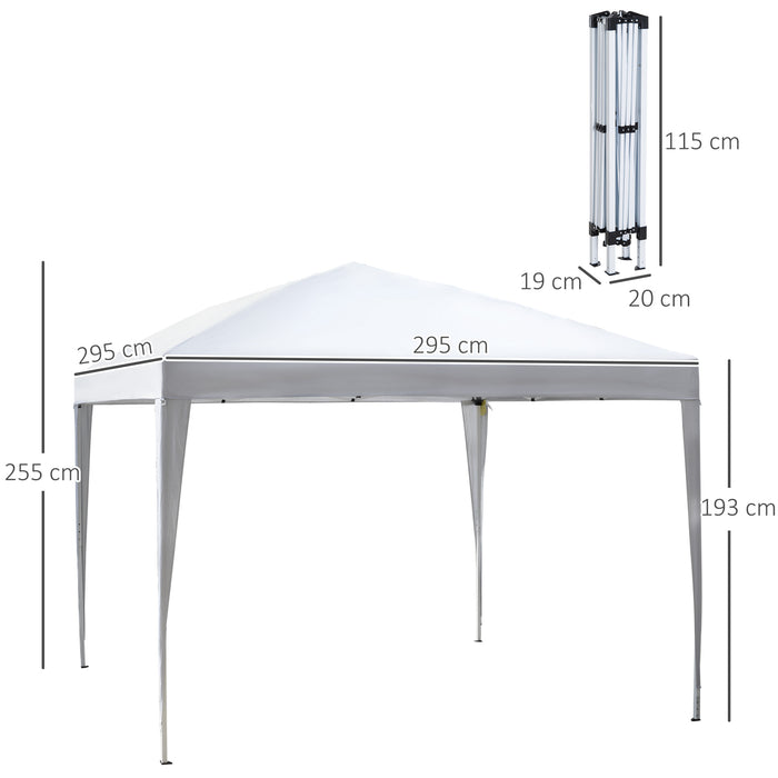 Heavy Duty 3x3m Pop-Up Garden Gazebo - Waterproof Marquee Party Tent with Folding Canopy - Ideal for Weddings & Outdoor Events, White