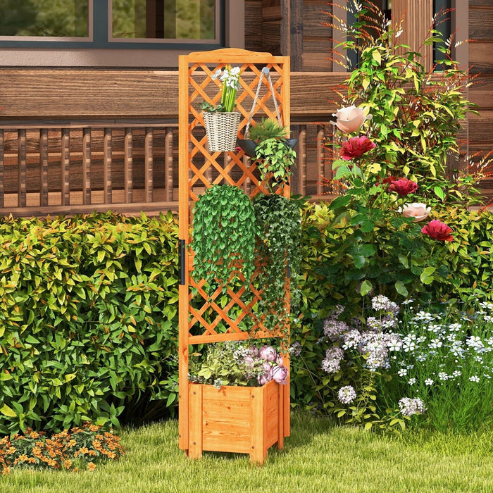 180 CM Raised Garden Bed - 32.5 CM Trellis Included, Natural Finish - Perfect for Outdoor Greenery, Home Gardening Enthusiasts