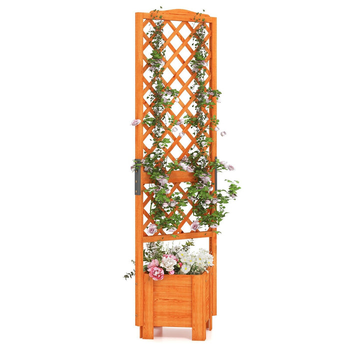180 CM Raised Garden Bed - 32.5 CM Trellis Included, Natural Finish - Perfect for Outdoor Greenery, Home Gardening Enthusiasts