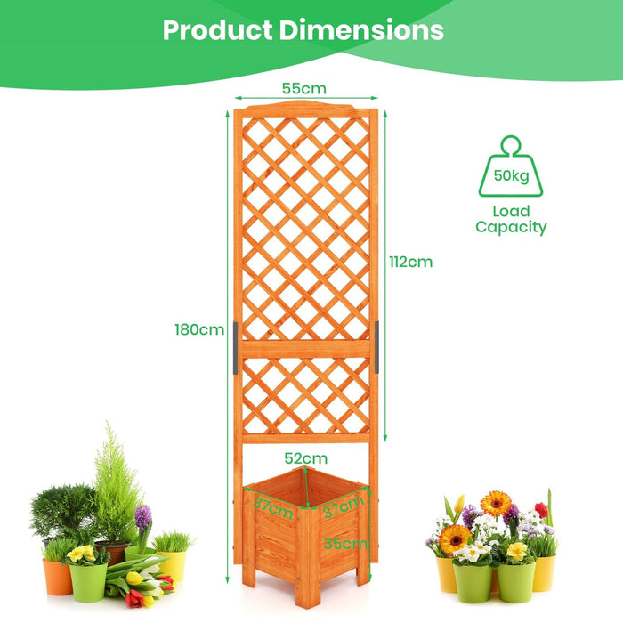 180 CM Raised Garden Bed - 32.5 CM Trellis Included, Natural Finish - Perfect for Outdoor Greenery, Home Gardening Enthusiasts
