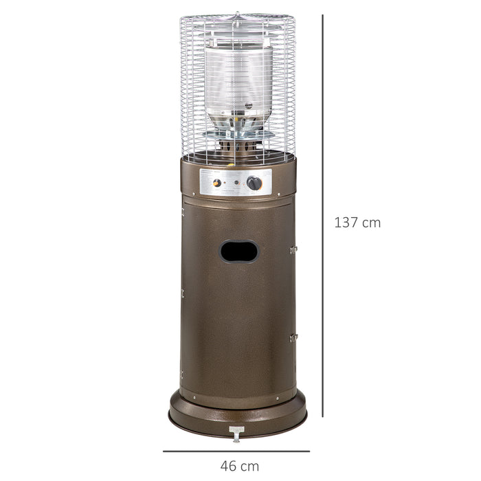 11KW Bullet Patio Heater - Gas-Powered, Electronic Ignition, Glass Tube, Stainless Steel - Ideal for Garden Outdoor Heating, 137cm Tall