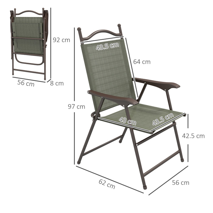 Folding Patio & Camping Chair Duo - Sports Chairs with Armrests and Mesh Fabric Seating - Perfect for Adults, Outdoor Lawn Relaxation