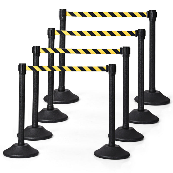 Polished Steel Set - 6-Piece Black Queue Rope Barrier - Ideal for Crowd Control and Event Organization