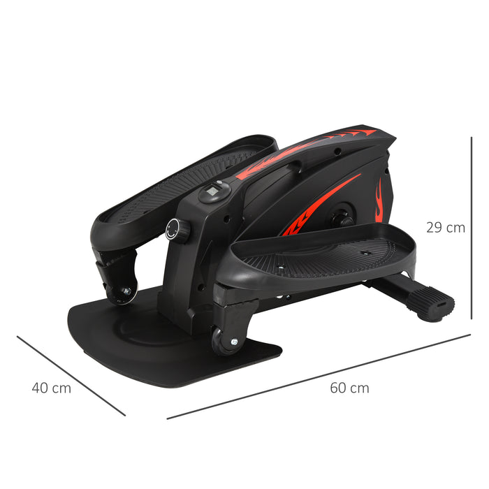 Compact Mini Elliptical Trainer - Under Desk Manual Bike with LCD Monitor and Anti-Slip Pedals - Adjustable Resistance for Home Office Exercise