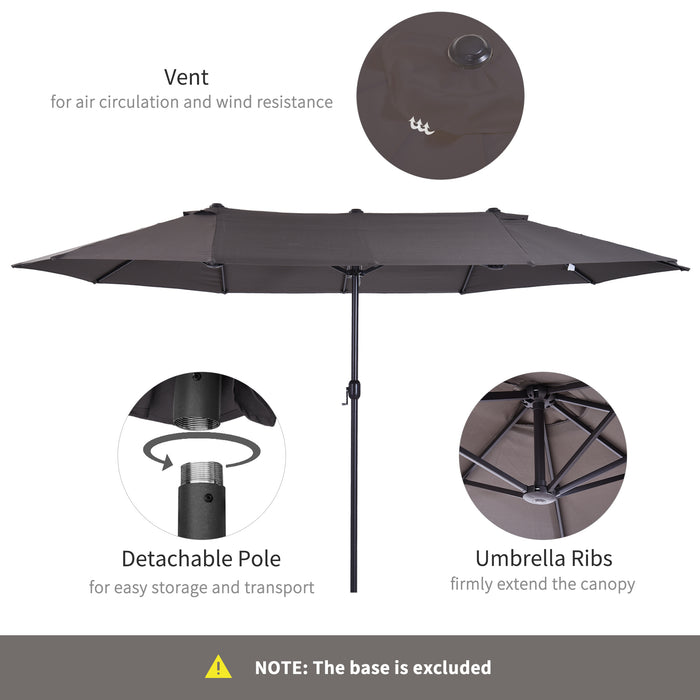 Double-Sided 4.6m Garden Parasol - Patio Sun Umbrella, Market Shelter Canopy, Grey Shade - Ideal for Outdoor Relaxation and UV Protection (Base Not Included)