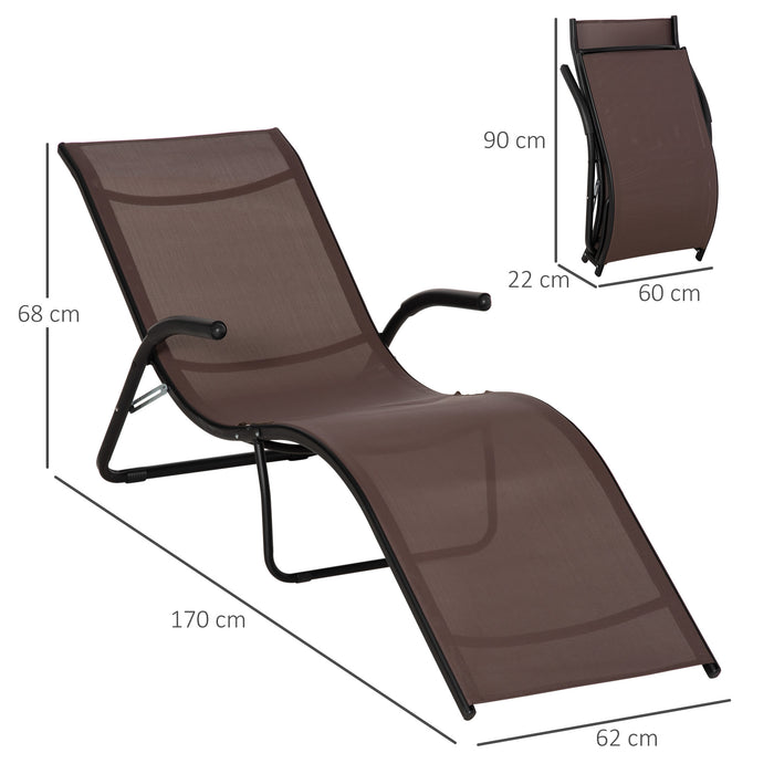 Reclining Garden Sun Lounger - Folding Chaise Lounge Chair for Beach, Poolside, Patio in Dark Brown - Ultimate Comfort for Outdoor Relaxation