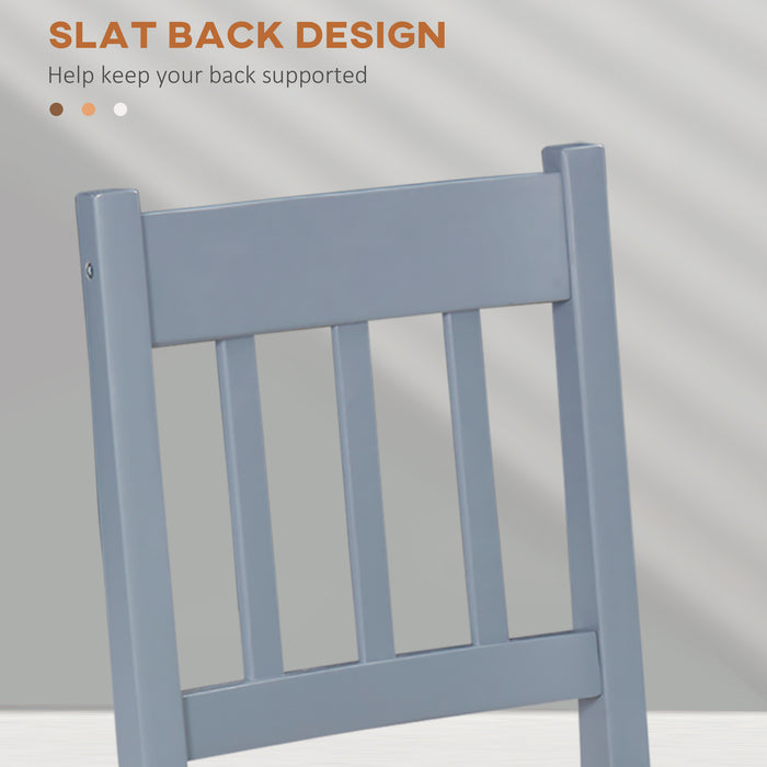 Kitchen Chair Pair with Slat Back Design - Sturdy Pine Wood Construction, Set of 2, Elegant Grey Finish - Ideal for Dining and Living Room Comfort